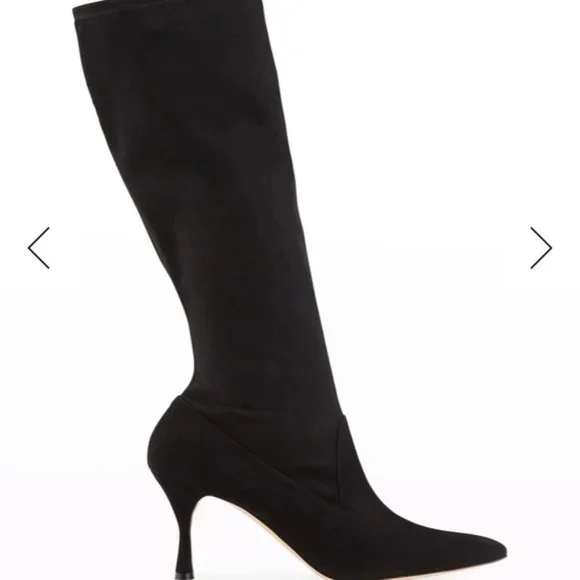 Manolo Blahnik Black Suede Sock Boots - Picture 2 of 16